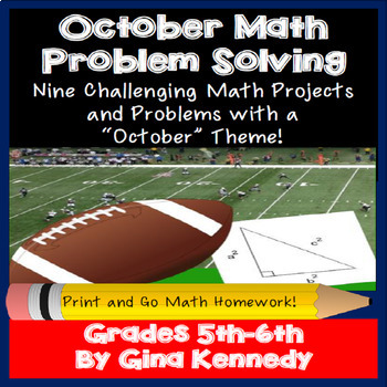 Preview of October Math Problem Solving Projects for Upper Elementary Students