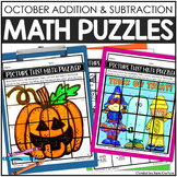 October Math Puzzles | Halloween Pumpkin Bat Craft Centers