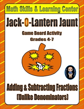 Preview of Halloween Math Skills & Learning Center (Add & Subtract "Unlike" Fractions)