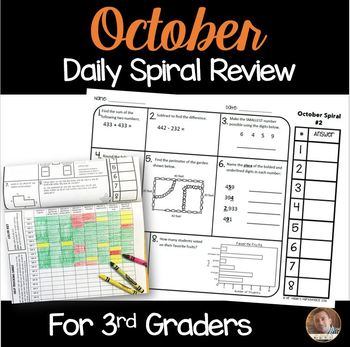 Preview of October Math Spiral Review: Daily Math for 3rd Grade (Print and Go)