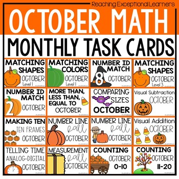 Preview of October Math Task Boxes
