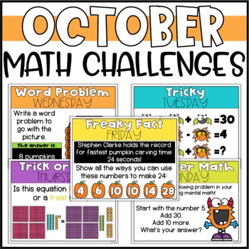 Preview of October Math Challenges for 2nd Grade - Halloween Math Activities