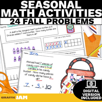 Preview of Fall Addition and Subtraction Word Problems Mixed Word Problem Activities
