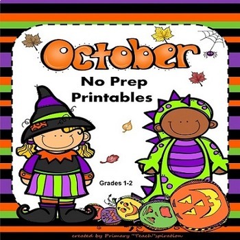 Preview of October Math and ELA Worksheets | No Prep Fall Activities | 1st and 2nd Grade