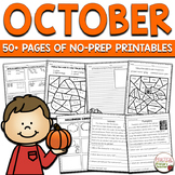 October Math and Literacy No Prep 1st Grade
