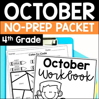 Preview of October Math and Reading Packet | 4th Grade Halloween Review Activities