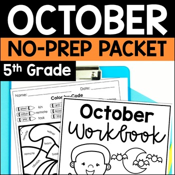 Preview of October Math and Reading Packet | 5th Grade Halloween Activities & Worksheets