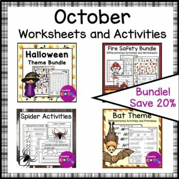 Preview of Occupational Therapy October Math and Writing Worksheets Activities Bundle