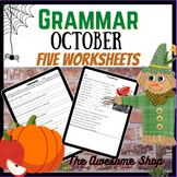 October Middle School Grammar Pack with 5 worksheets Print and Go