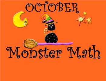 Preview of 1st Grade October SMARTBoard Common Core Monster Math Calendar