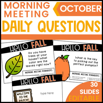 Preview of October Morning Meeting Questions | Question of the Day Slides | Fall