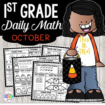 Preview of October Morning Work 1st Grade - Daily Math Fall Activities Bell Ringers