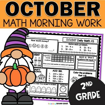 Preview of October Morning Work - 2nd Grade Halloween Worksheets Daily Spiral Math Review