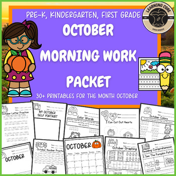 Preview of October Morning Work Packet PreK Kindergarten First TK UTK