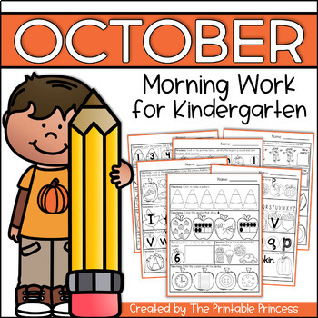 Preview of October Morning Work for Kindergarten