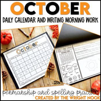 Preview of October Morning Work for Kindergarten | Calendar Practice | Penmanship Practice