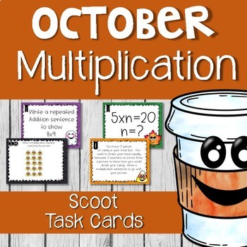 Preview of Halloween/October Multiplication Scoot Task Cards