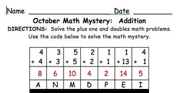 Preview of October Mystery Math Message