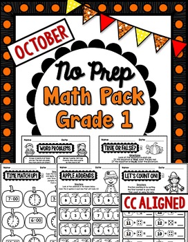 Preview of October No Prep Math - 1st Grade
