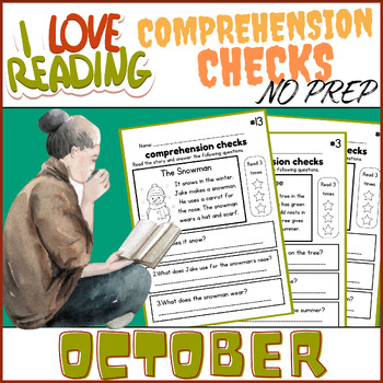 Preview of October NO PREP Reading Comprehension Checks Stories for Early Readers