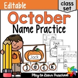 October Fall Pumpkin Editable Name Activities for Preschoo