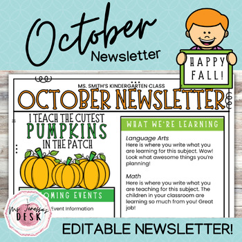 Preview of October Newsletter Template *Editable
