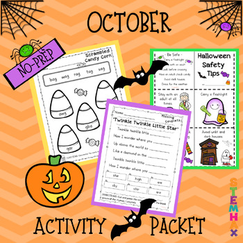 Preview of Halloween Activity Packet - October Theme Featuring Couplet / Rhyme