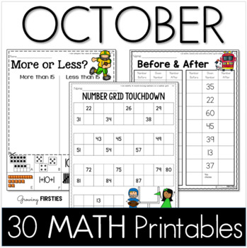 Preview of October No Prep Fall Math Morning Work Printables for First Grade