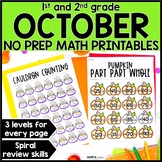 October No Prep Math Printables & Worksheets for 1st & 2nd