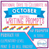 October No Prep National Days Writing Prompts