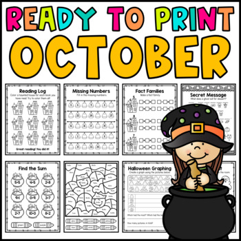 Preview of October No Prep Worksheets | Halloween Workbook | Ready to Print