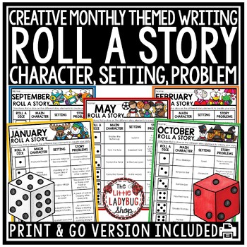 Preview of Roll and Write a Story May June Creative Writing Prompts Summer Activities
