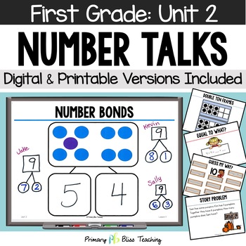 Preview of First Grade Number Talks Unit 2 for Building Number Sense and Mental Math