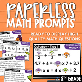 October PAPERLESS Math Prompts Morning Work Spiral Review 