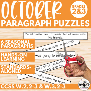 Preview of October Writing Center | Paragraph Writing Lesson | 2nd Grade 3rd Grade