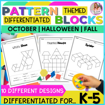 Preview of October Pattern Blocks | Shapes Puzzles For Math Centers | 2d Shape Mats