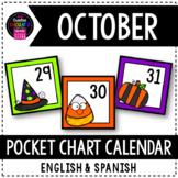 October Pocket Chart Calendar Card Set - English & Spanish