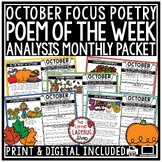 October Poem of the Week Fall Poetry Analysis Reading Comp