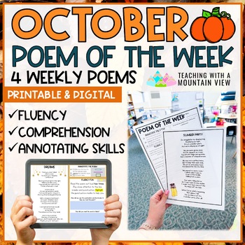 Preview of October Poem of the Week | Fluency and Comprehension
