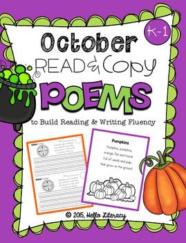 Preview of October Poems for Building Reading Fluency & Writing Stamina (K-1)