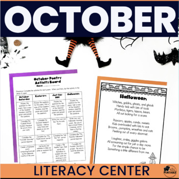 Preview of October Literacy Centers - Fall and Halloween Poetry Literacy Stations