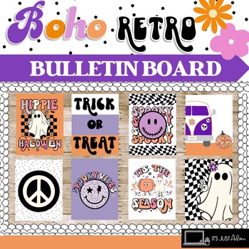 Preview of October Posters Bulletin Board ll Halloween Posters Boho Retro Vibes