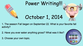 Preview of October Power Writing Prompts on SmartNotebook