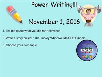Preview of November Power Writing Prompts on SmartNotebook