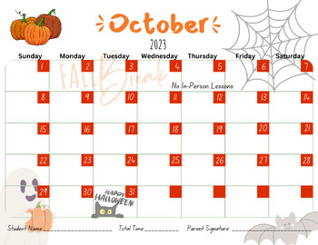Preview of October Practice Calendar