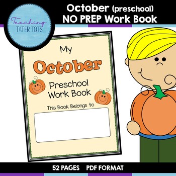 Preview of October (Preschool) NO PREP Workbook