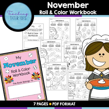 Preview of ***FREEBIE*** November Roll & Color Workbook