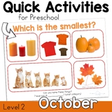 October Speech Therapy Quick Activities for Preschool with