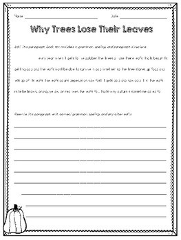 October Print & Go Paragraph Editing: 20 Passages for Grades 3-5