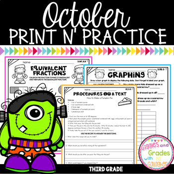 Preview of October NO PREP Packet for 3rd Grade
